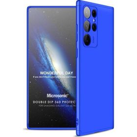 Microsonic Samsung Galaxy S22 Ultra Double Dip 360 Protective Mavi Cep Telefonu Kılıfı