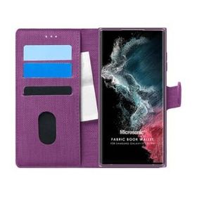Microsonic Samsung Galaxy S22 Ultra Fabric Book Wallet Mor Cep Telefonu Kılıfı