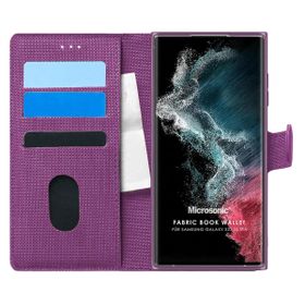 Microsonic Samsung Galaxy S22 Ultra Fabric Book Wallet Mor Cep Telefonu Kılıfı