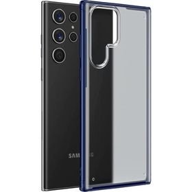 Microsonic Samsung Galaxy S22 Ultra Frosted Frame Lacivert Cep Telefonu Kılıfı