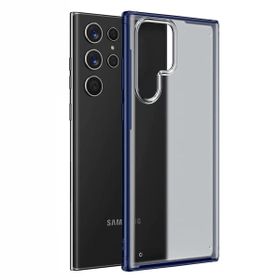 Microsonic Samsung Galaxy S22 Ultra Frosted Frame Lacivert Cep Telefonu Kılıfı