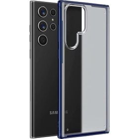 Microsonic Samsung Galaxy S22 Ultra Frosted Frame Lacivert Cep Telefonu Kılıfı