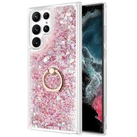 Microsonic Samsung Galaxy S22 Ultra Glitter Liquid Holder Pembe Kılıf