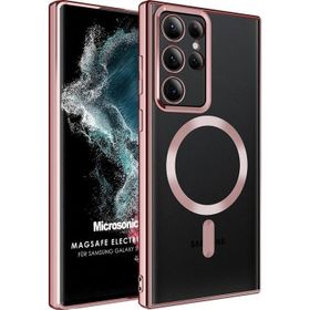 Microsonic Samsung Galaxy S22 Ultra Magsafe Luxury Electroplate Rose Gold Cep Telefonu Kılıfı
