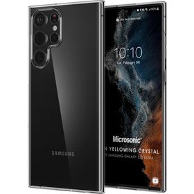 Microsonic Samsung Galaxy S22 Ultra Non Yellowing Crystal Clear Sararma Önleyici Kristal Şeffaf Kılıf