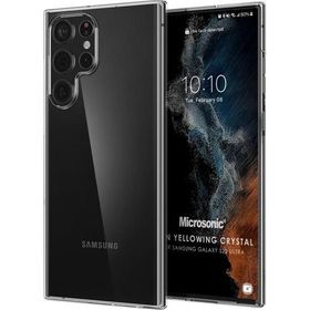 Microsonic Samsung Galaxy S22 Ultra Non Yellowing Crystal Clear Sararma Önleyici Kristal Şeffaf Kılıf