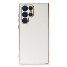 Microsonic Samsung Galaxy S22 Ultra Olive Plated Beyaz Cep Telefonu Kılıfı