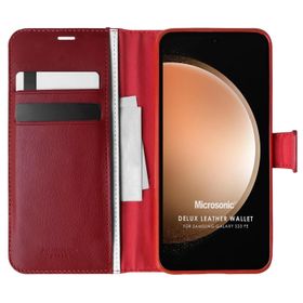 Microsonic Samsung Galaxy S23 Delux Leather Wallet Kırmızı Kılıf