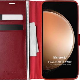 Microsonic Samsung Galaxy S23 Delux Leather Wallet Kırmızı Kılıf