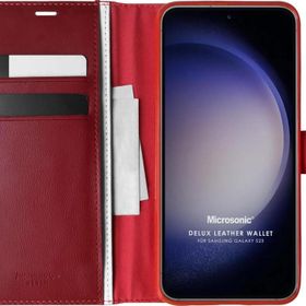 Microsonic Samsung Galaxy S23 Delux Leather Wallet Kırmızı Kılıf