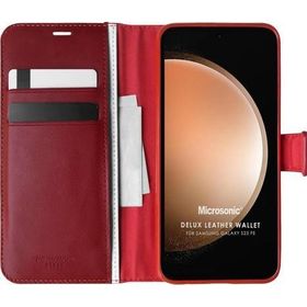 Microsonic Samsung Galaxy S23 Delux Leather Wallet Kırmızı Kılıf