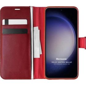 Microsonic Samsung Galaxy S23 Delux Leather Wallet Kırmızı Kılıf