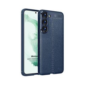 Microsonic Samsung Galaxy S23 Deri Dokulu Silikon Lacivert Kılıf