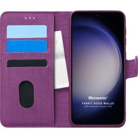 Microsonic Samsung Galaxy S23 Fabric Book Wallet Mor Cep Telefonu Kılıfı