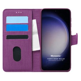 Microsonic Samsung Galaxy S23 Fabric Book Wallet Mor Cep Telefonu Kılıfı