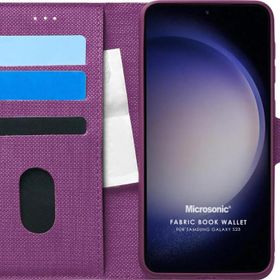 Microsonic Samsung Galaxy S23 Fabric Book Wallet Mor Cep Telefonu Kılıfı