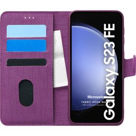 Microsonic Samsung Galaxy S23 FE Fabric Book Wallet Mor Kılıf