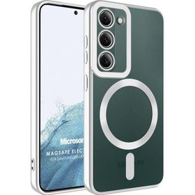 Microsonic Samsung Galaxy S23 Magsafe Luxury Electroplate Gümüş Cep Telefonu Kılıfı
