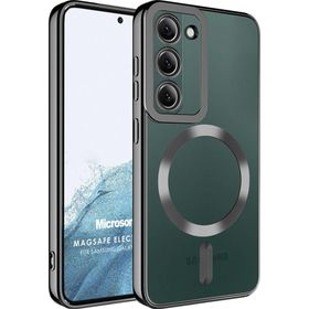 Microsonic Samsung Galaxy S23 Magsafe Luxury Electroplate Siyah Cep Telefonu Kılıfı