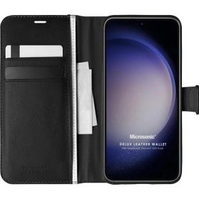 Microsonic Samsung Galaxy S23 Plus Delux Leather Wallet Siyah Kılıf