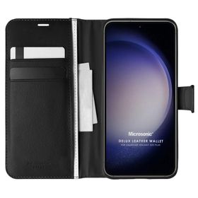 Microsonic Samsung Galaxy S23 Plus Delux Leather Wallet Siyah Kılıf