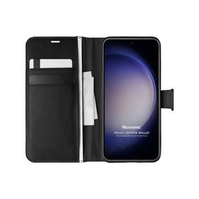 Microsonic Samsung Galaxy S23 Plus Delux Leather Wallet Siyah Kılıf