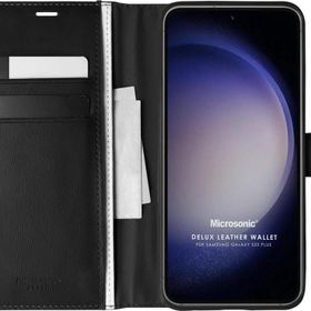 Microsonic Samsung Galaxy S23 Plus Delux Leather Wallet Siyah Kılıf