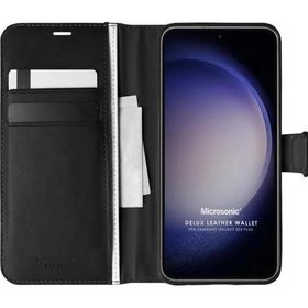 Microsonic Samsung Galaxy S23 Plus Delux Leather Wallet Siyah Kılıf