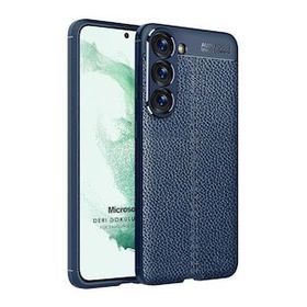 Microsonic Samsung Galaxy S23 Plus Deri Dokulu Silikon Lacivert Kılıf