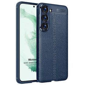 Microsonic Samsung Galaxy S23 Plus Deri Dokulu Silikon Lacivert Kılıf