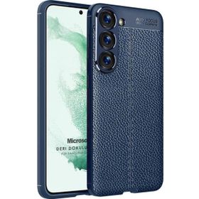 Microsonic Samsung Galaxy S23 Plus Deri Dokulu Silikon Lacivert Kılıf