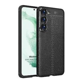 Microsonic Samsung Galaxy S23 Plus Deri Dokulu Silikon Siyah Kılıf