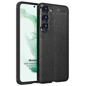 Microsonic Samsung Galaxy S23 Plus Deri Dokulu Silikon Siyah Kılıf
