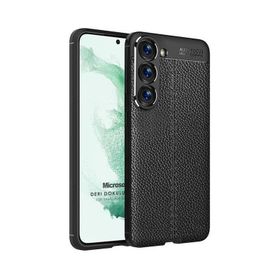 Microsonic Samsung Galaxy S23 Plus Deri Dokulu Silikon Siyah Kılıf