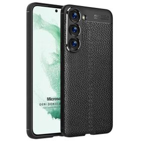 Microsonic Samsung Galaxy S23 Plus Deri Dokulu Silikon Siyah Kılıf