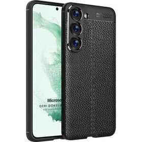 Microsonic Samsung Galaxy S23 Plus Deri Dokulu Silikon Siyah Kılıf