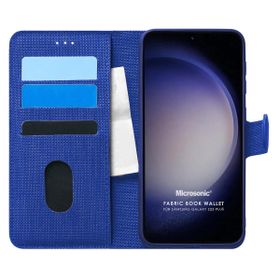 Microsonic Samsung Galaxy S23 Plus Fabric Book Wallet Lacivert Cep Telefonu Kılıfı