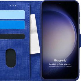 Microsonic Samsung Galaxy S23 Plus Fabric Book Wallet Lacivert Cep Telefonu Kılıfı