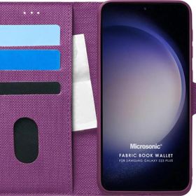 Microsonic Samsung Galaxy S23 Plus Fabric Book Wallet Mor Cep Telefonu Kılıfı