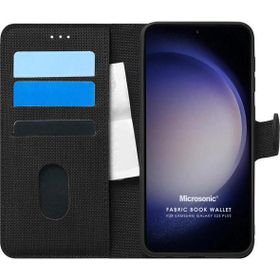 Microsonic Samsung Galaxy S23 Plus Fabric Book Wallet Siyah Cep Telefonu Kılıfı