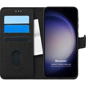 Microsonic Samsung Galaxy S23 Plus Fabric Book Wallet Siyah Cep Telefonu Kılıfı