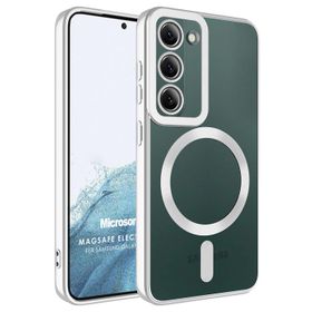 Microsonic Samsung Galaxy S23 Plus Magsafe Luxury Electroplate Gümüş Cep Telefonu Kılıfı