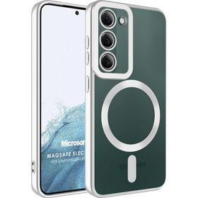 Microsonic Samsung Galaxy S23 Plus Magsafe Luxury Electroplate Gümüş Cep Telefonu Kılıfı