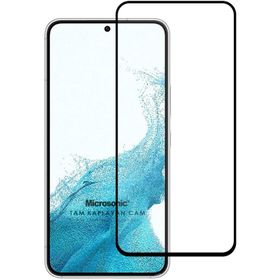 Microsonic Samsung Galaxy S23 Tam Kaplayan Temperli Siyah Cam Ekran Koruyucu