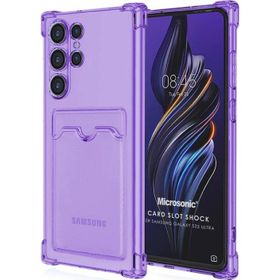Microsonic Samsung Galaxy S23 Ultra Card Slot Shock Lila Cep Telefonu Kılıfı