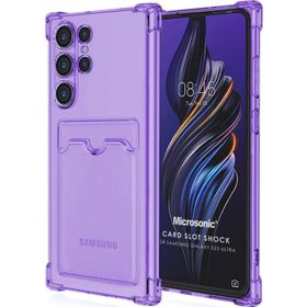 Microsonic Samsung Galaxy S23 Ultra Card Slot Shock Lila Cep Telefonu Kılıfı