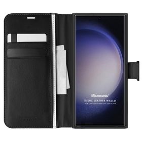 Microsonic Samsung Galaxy S23 Ultra Delux Leather Wallet Siyah Kılıf