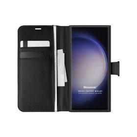 Microsonic Samsung Galaxy S23 Ultra Delux Leather Wallet Siyah Kılıf