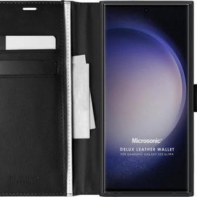 Microsonic Samsung Galaxy S23 Ultra Delux Leather Wallet Siyah Kılıf