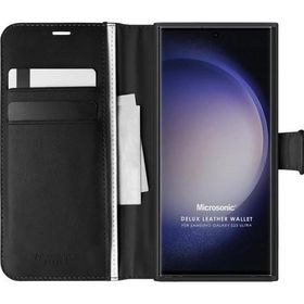 Microsonic Samsung Galaxy S23 Ultra Delux Leather Wallet Siyah Kılıf